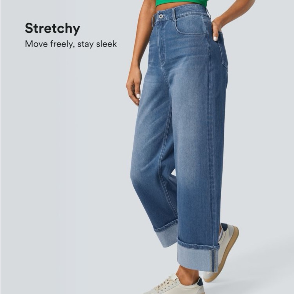 Halara stretch Wide-Leg Jeans in Blue